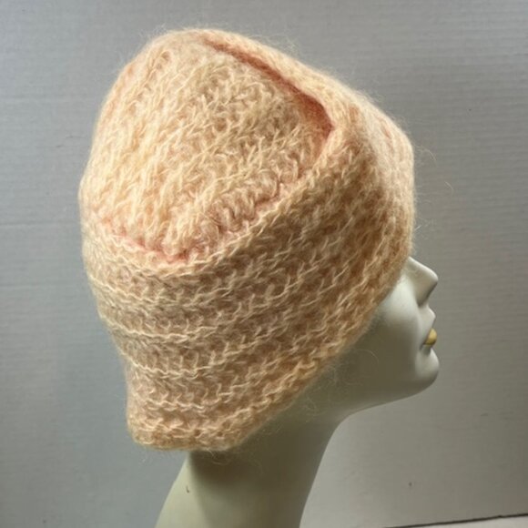 VTG Wool Woven Light Peach Colored Head Wrap Hat Made in Italy - Picture 3 of 8